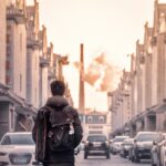man, street, vehicle, road, building, go, people, rear view, automotive, city, chimney, alley, man, people, people, people, people, people
